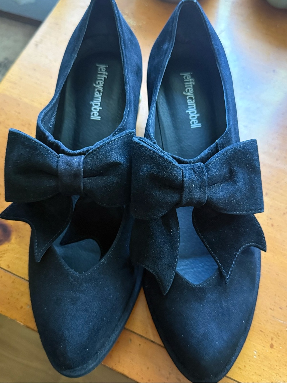 Jeffrey Campbell Black Suede Bow Pointed-Toe Heels